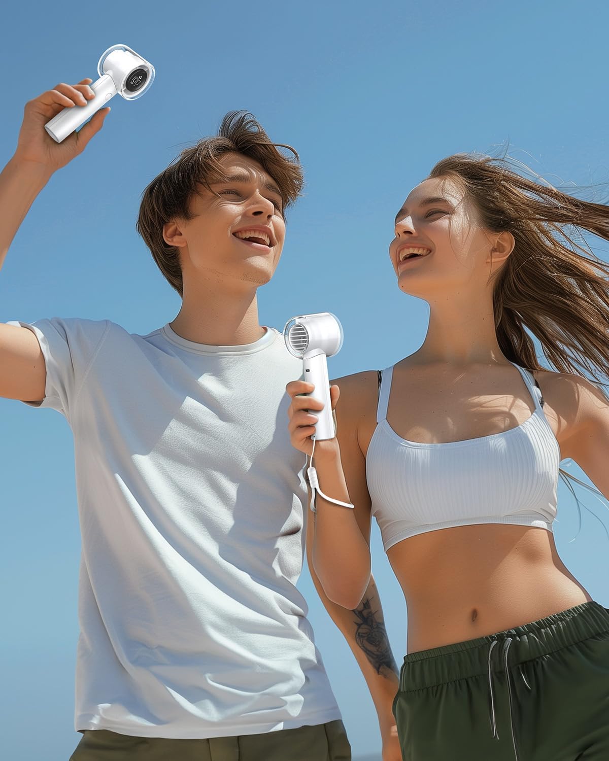 Handheld Turbo Fan, 5 Gear Wind, Battery Operated, up to 19 Working Hours, 3 in 1 Hand Fan with Air Turbo Tech Cooling Fan for Outdoor Activities, Travel, Working