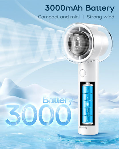 Handheld Turbo Fan, 5 Gear Wind, Battery Operated, up to 19 Working Hours, 3 in 1 Hand Fan with Air Turbo Tech Cooling Fan for Outdoor Activities, Travel, Working
